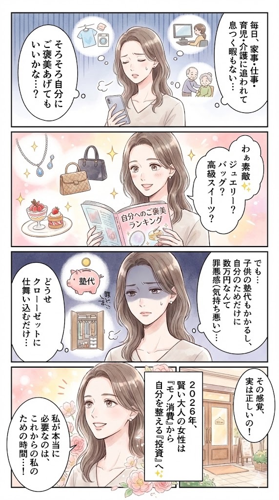 40代・50代女性の自分へのご褒美ランキングのオリジナルイメージ漫画