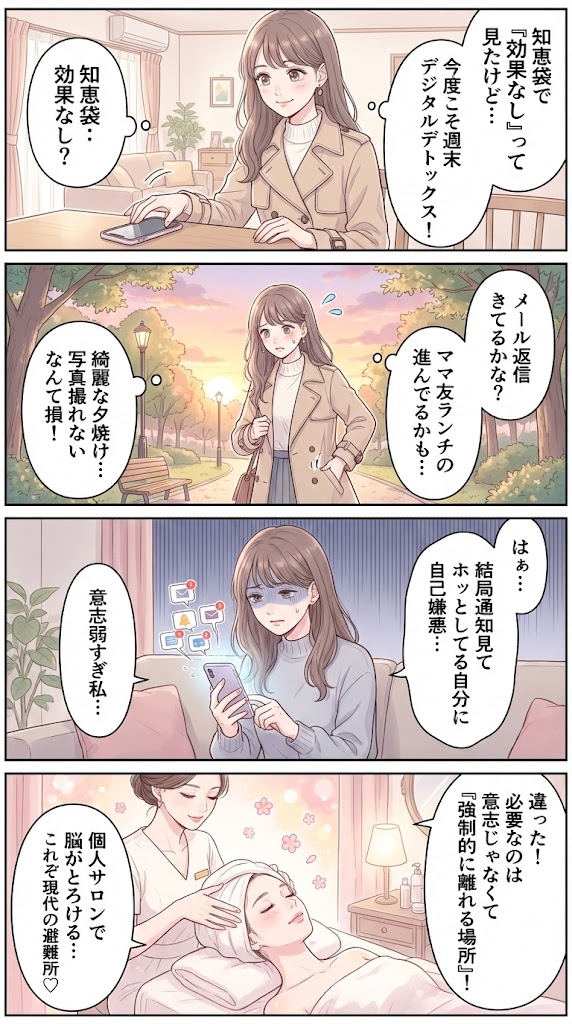 知恵袋で「デジタルデトックスには効果がない」のオリジナルイメージ漫画