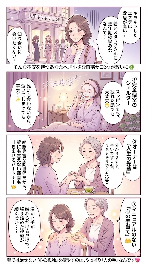 「小さな自宅サロン」が救いになるイメージ漫画