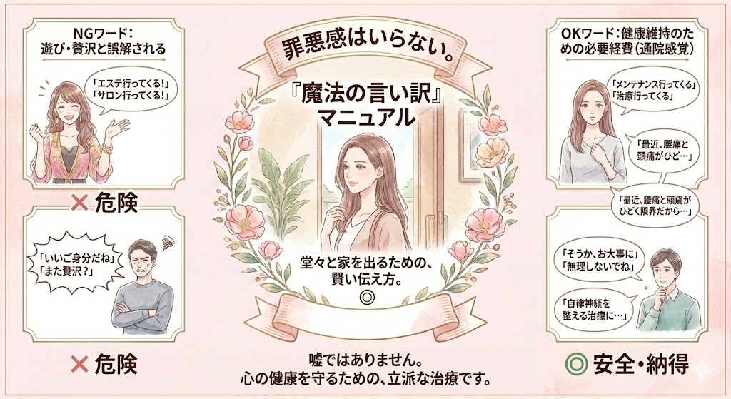 罪悪感はいらない。「魔法の言い訳」マニュアルのイメージ図解