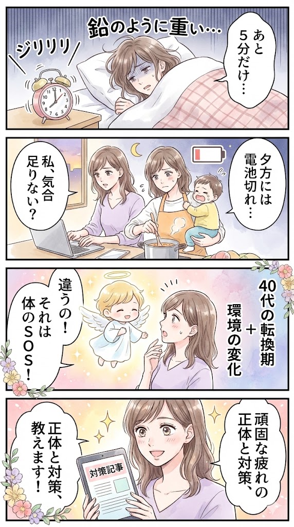 【40代女性】疲れが取れない、眠い…のはなぜ？のオリジナル4コマ