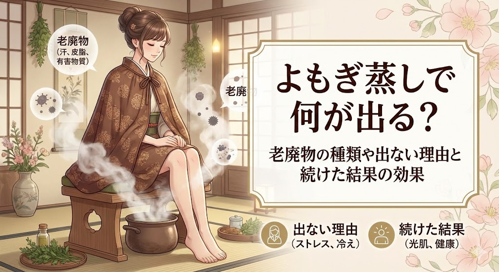 よもぎ蒸しで何が出る？老廃物の種類や出ない理由と続けた結果のイメージイラスト