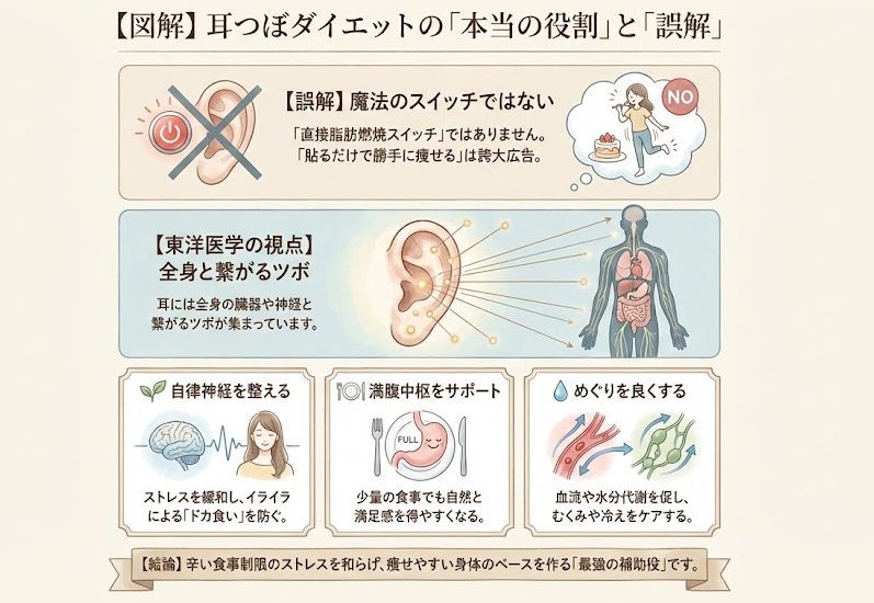 耳つぼダイエットの本当の役割の図解