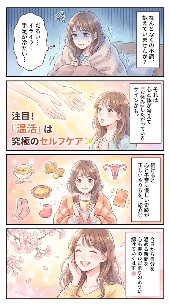 温活を「続けた結果」のオリジナル4コマ漫画