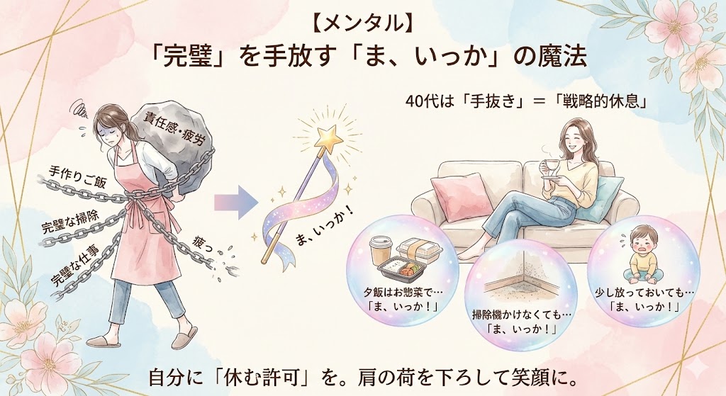 「完璧なお母さん・妻」を手放すのイメージイラスト