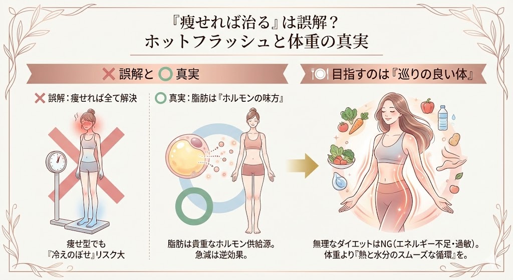 「痩せる」とホットフラッシュは治るの誤解