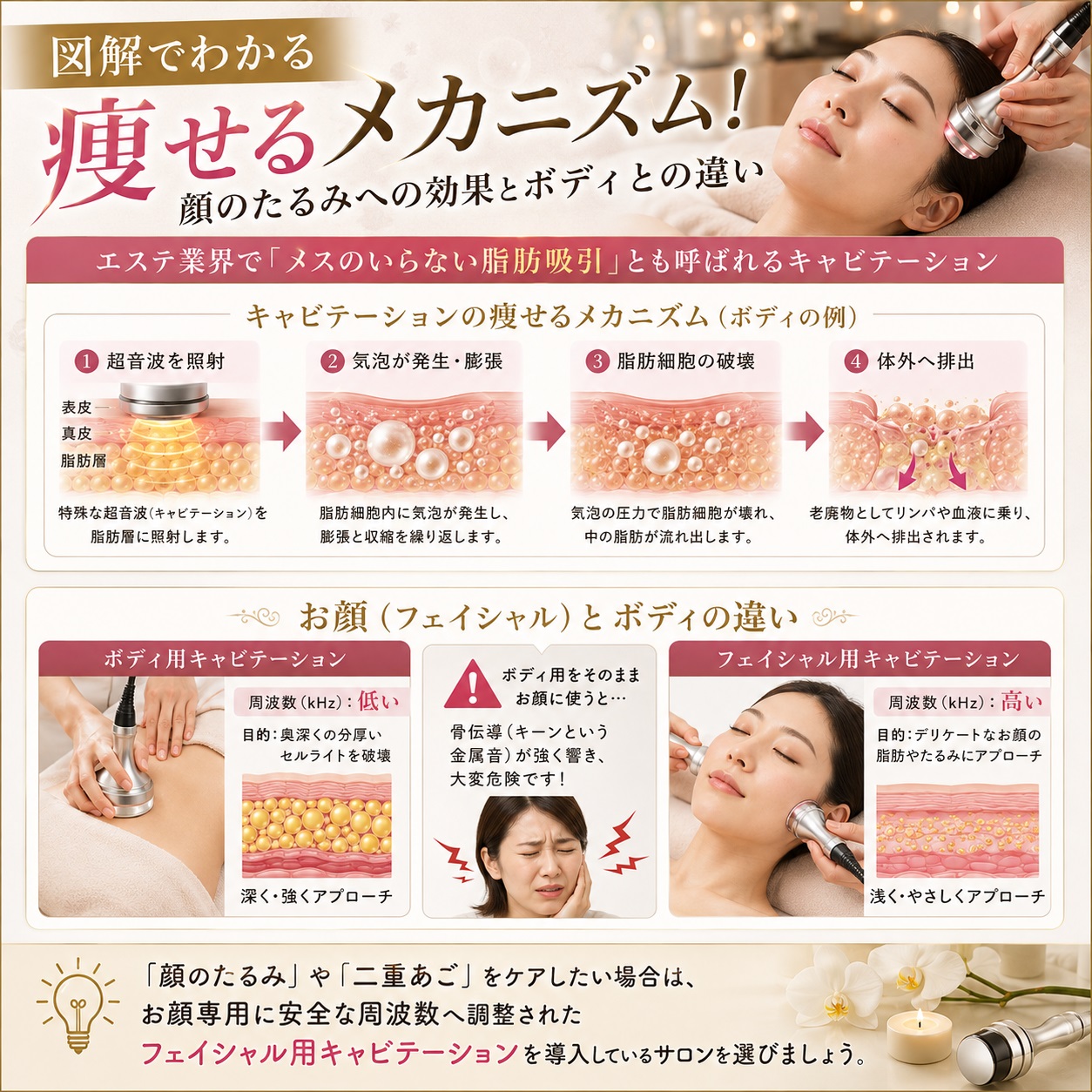図解でわかる痩せるメカニズム！顔のたるみへの効果とボディとの違い